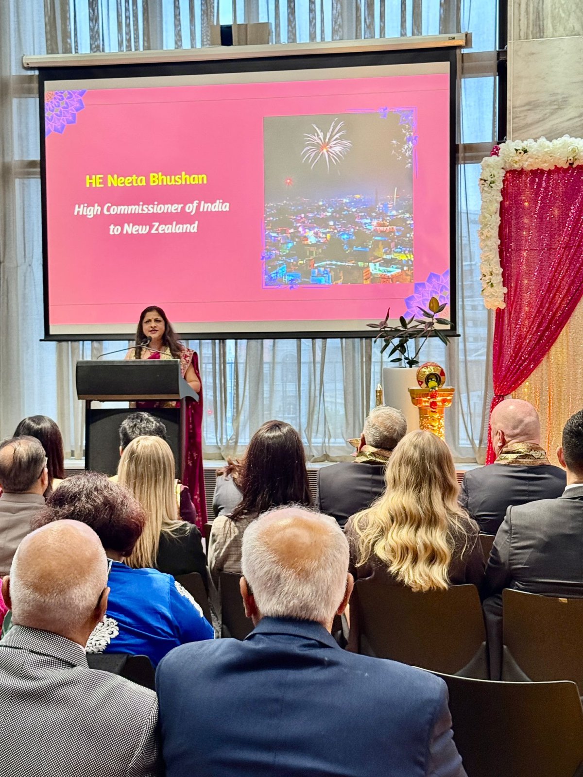 Diwali celebrations at iconic Beehive (Parliament of New Zealand).