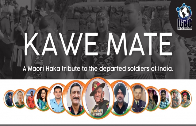The Indian Global Business Chamber Organization organized a Maori Haka tribute in Auckland, New Zealand to pay tribute to General Bipin Rawat and other officers who left this World in the tragic Helicopter crash on Dec 8, 2021. General Bipin Rawat (16 March 1958 – 8 December 2021) was an Indian military officer who was a four-star general of the Indian Army. He served as the first Chief of Defence Staff (CDS) of the Indian Armed Forces from January 2020 until his death in a helicopter crash in December 2021. H.E. Muktesh K. Pardeshi, High Commissioner of India also participated virtually to pay tribute from Wellington along with other High Commission officials.