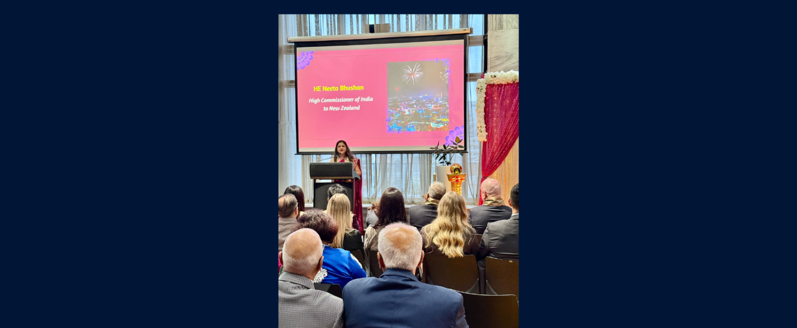 Diwali celebrations at iconic Beehive (Parliament of New Zealand).