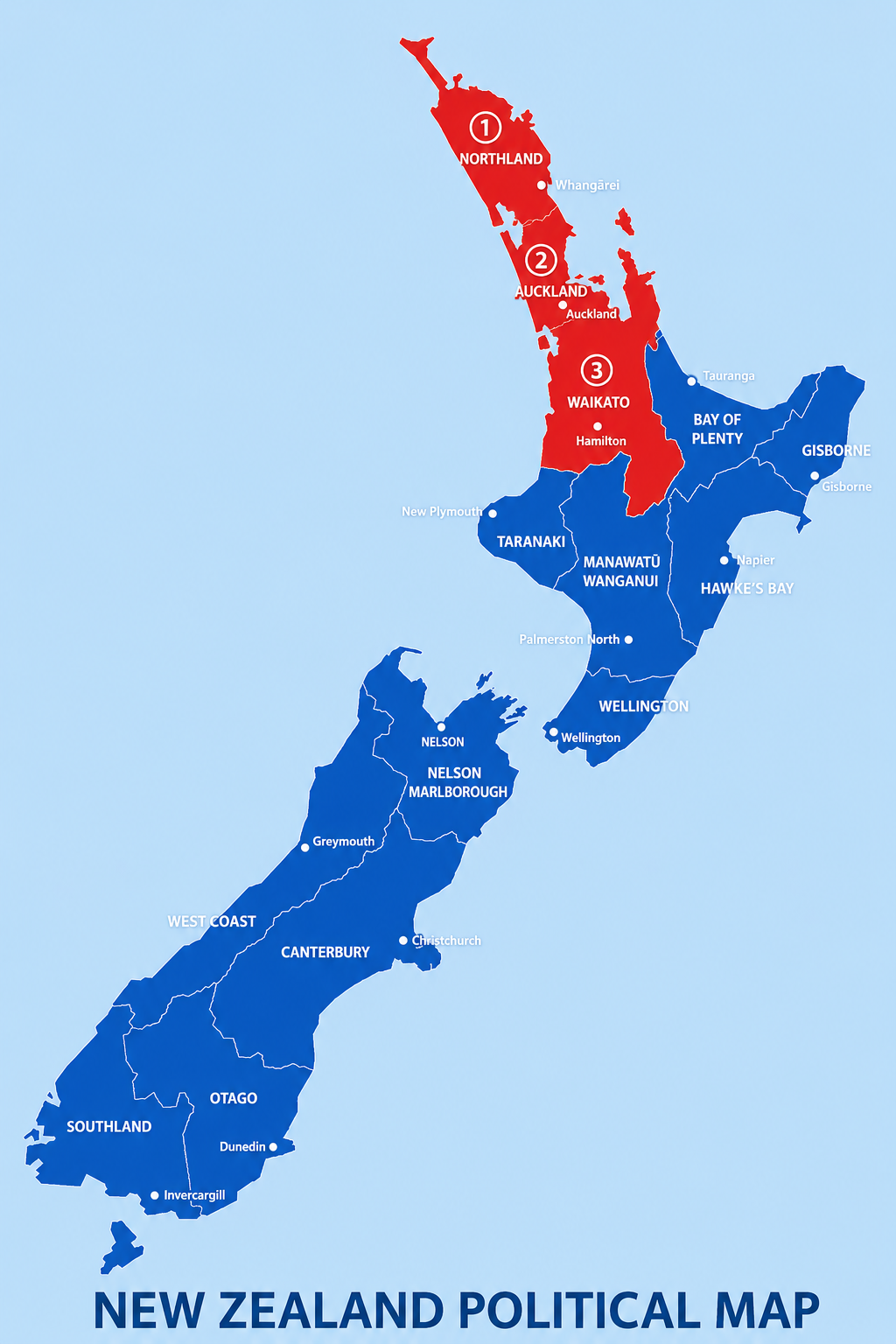 New Zealand Map with Jurisdiction