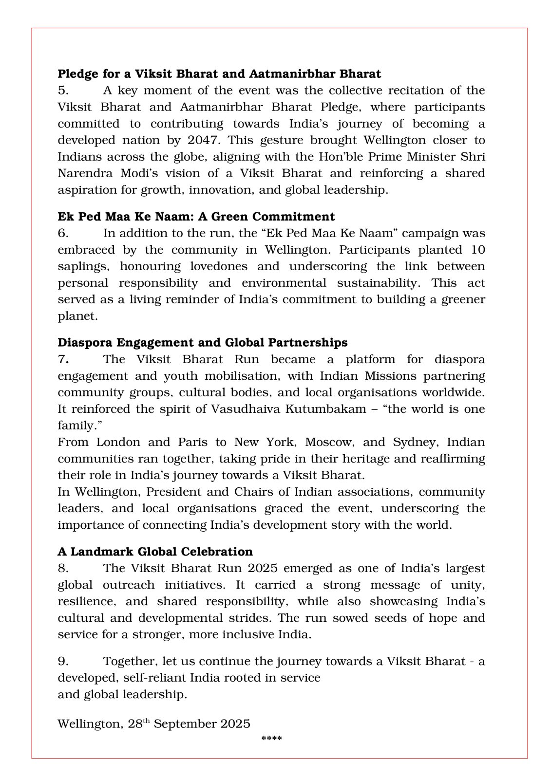 Press Release: Viksit Bharat Run 2025