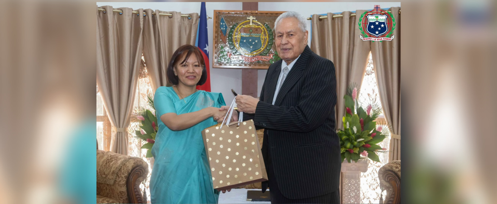 HC MuanpuiiSaiawi presented her Letter of Credence to the Head of State of Samoa, HH Afioga Tuimalealiifano Vaaletoa Sualauvi II.
