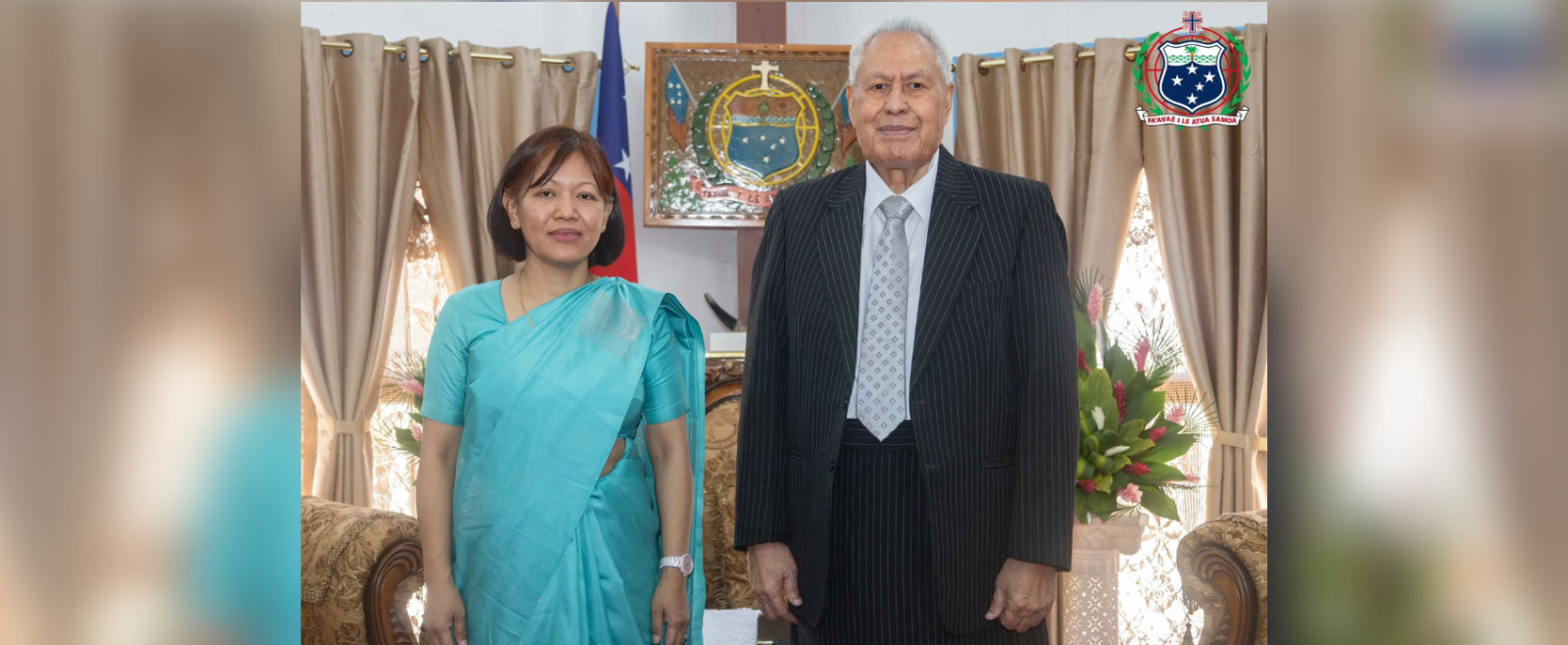 HC MuanpuiiSaiawi presented her Letter of Credence to the Head of State of Samoa, HH Afioga Tuimalealiifano Vaaletoa Sualauvi II.