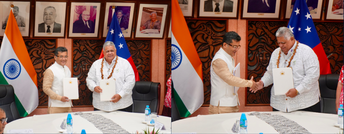 During his visit to Samoa, MOS signed an MoU with H.E. Laʻauli Leuatea Schmidt, Prime Minister of Samoa, for the implementation of the SENESE Project under the Govt. of India’s Grant-in-Aid scheme. (October 16, 2026).