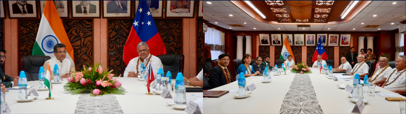 Hon’ble MOS Shri Pabitra Margherita called on the Prime Minister of Samoa Hon. Laʻauli Leuatea Schmidt in Apia. October 16, 2026.