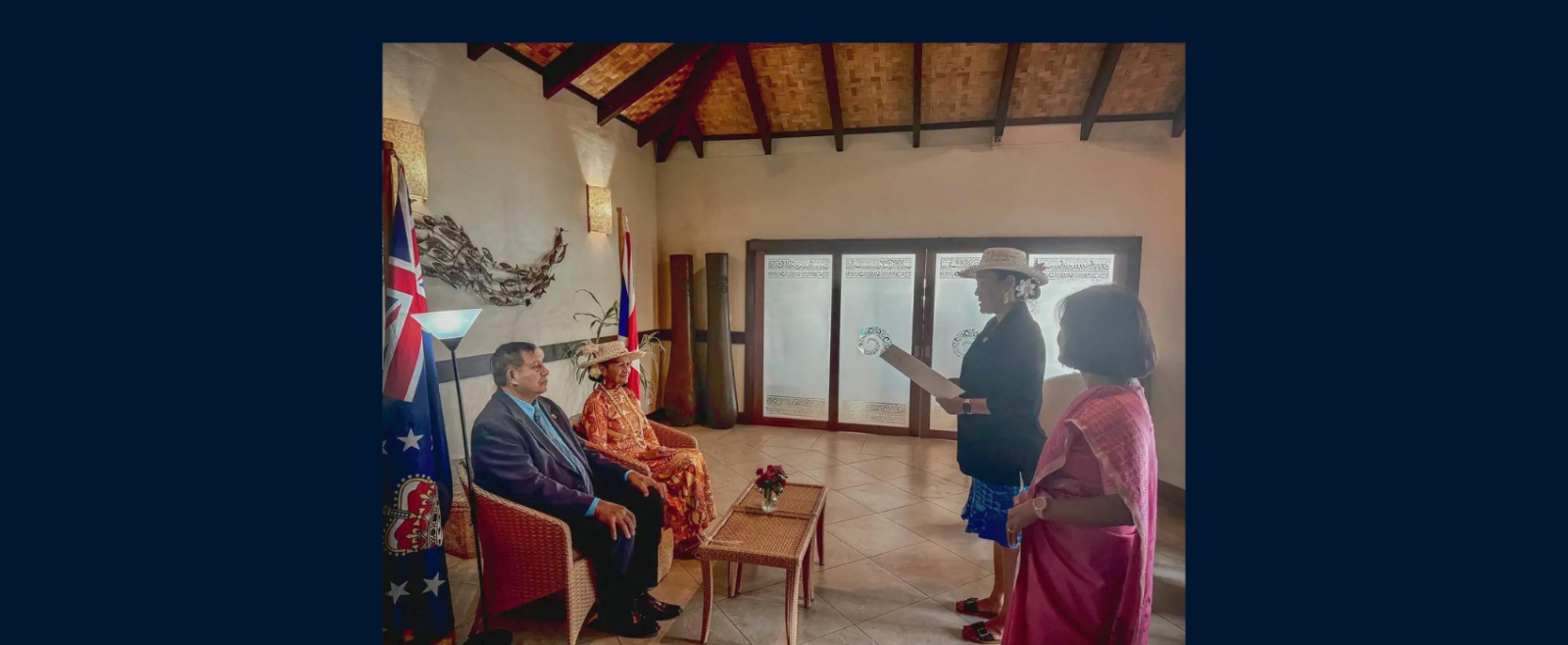 High Commissioner Muanpuii Saiawi presented her credentials to the King’s Representative of the Cook Islands H.E. Sir Tom Marsters and conveyed warm greetings on behalf of the President, the Govt and the people of India.