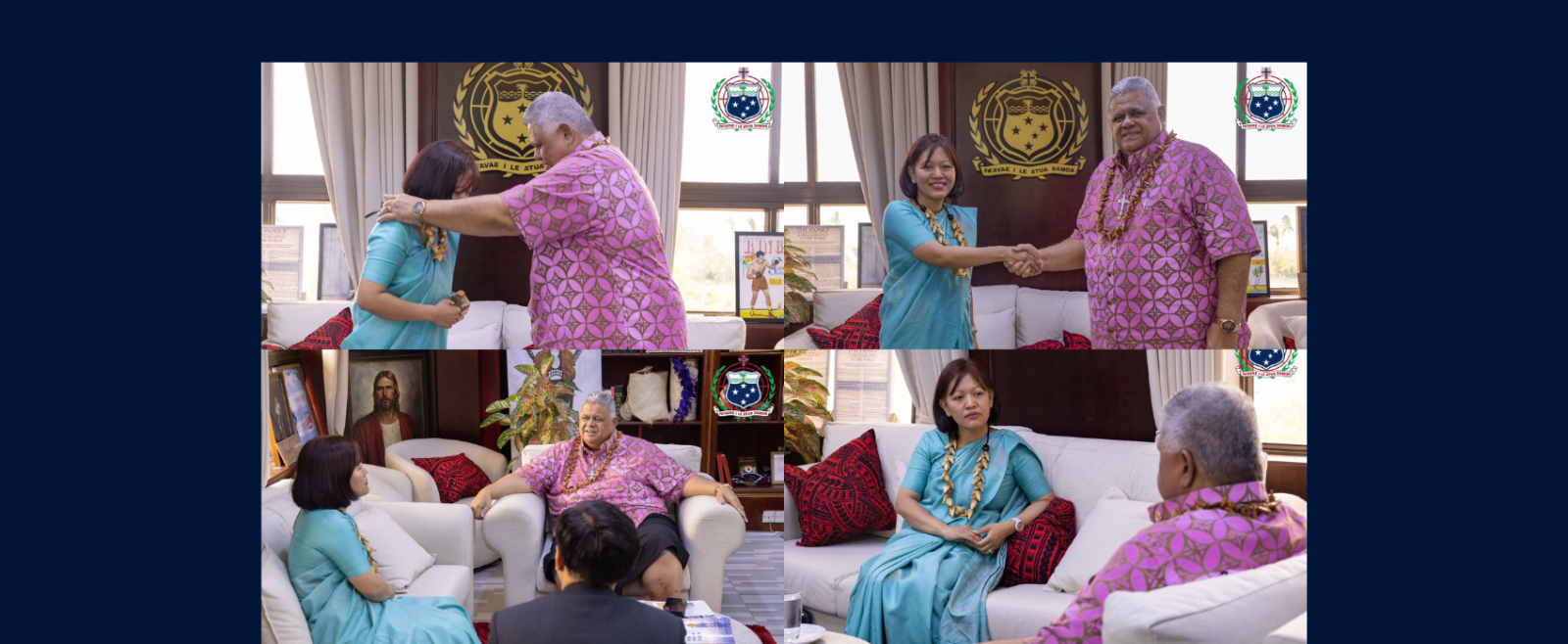 High Commissioner MuanpuiiSaiawi called on the Prime Minister of Samoa, Hon La’aulialemalietoa Leuatea Polata’ivao Fosi Schmidt. They expressed their commitment to deepening India and Samoa relations and advancing practical areas of cooperation that support sustainable development, shared prosperity and people to people connections.