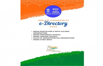 On the occasion of the 73rd Republic Day of India, High Commissioner Mr. Muktesh K. Pardeshi launched an "Indian Community e-Directory" on 26 January 2022. It is a comprehensive list of Indian associations, socio-cultural organizations, dance/music/language schools, places of worship and multi-lingual ethnic media. This would help the members of the Indian Community to connect with each other.   NOTE:  If the name of Organization/Association has not been included in this e-Directory, please share the details of Organization/Association at inf.wellington@mea.gov.in - we will be happy to update the e-Directory.