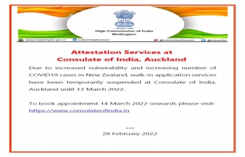 Attestation Services at Consulate of India, Auckland 